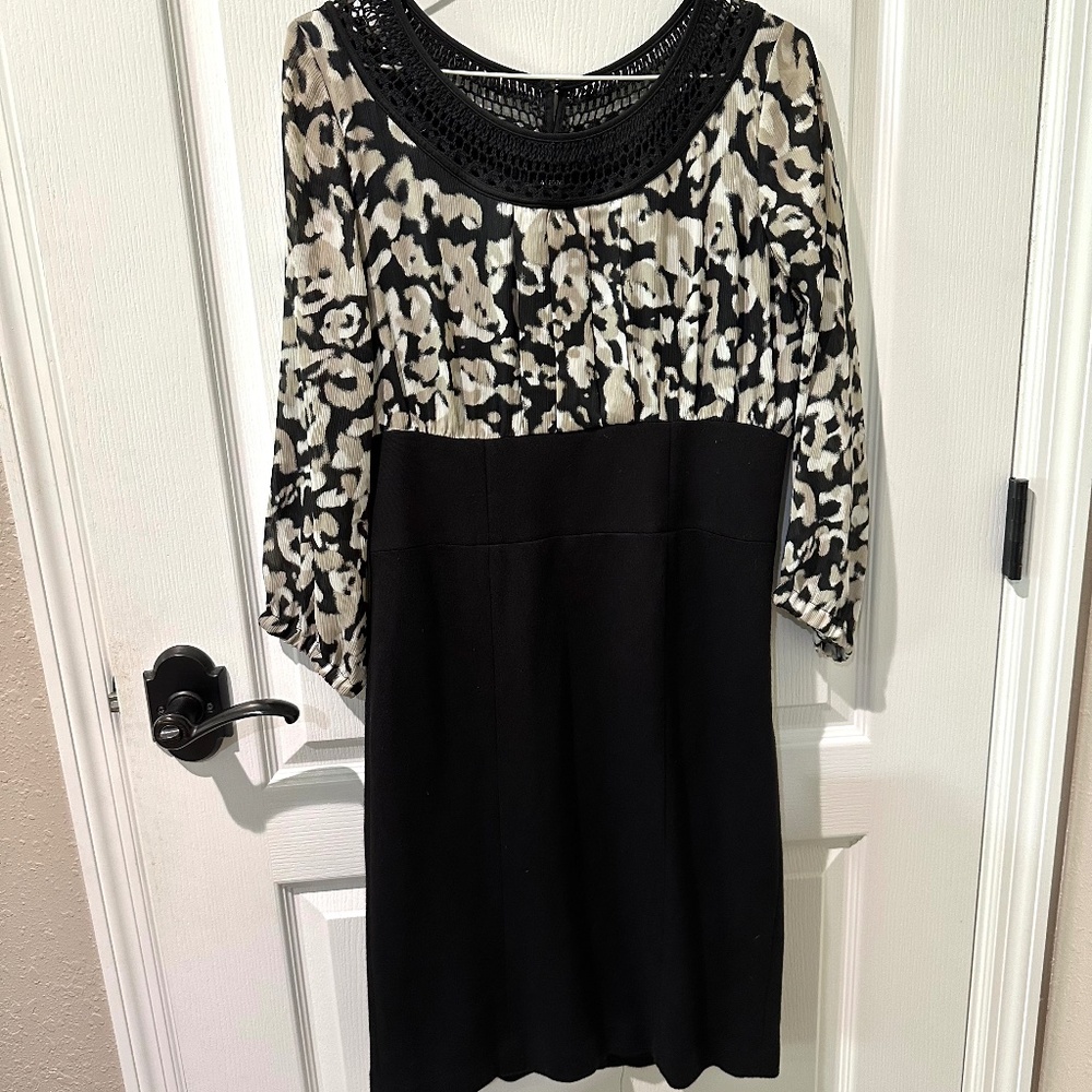 Alfani Black and Beige Animal Print Cocktail Sheath Dress
